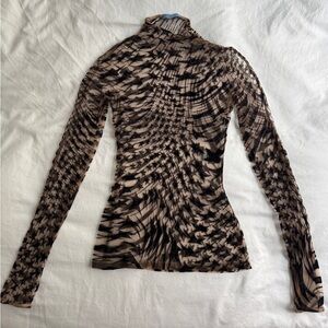 Mugler Black and Brown Patterned Blouse